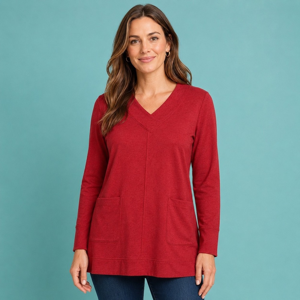 J. Jill Fit Crossover V-Neck Tunic Women's Medium Casual Chic Athleisure Capsule